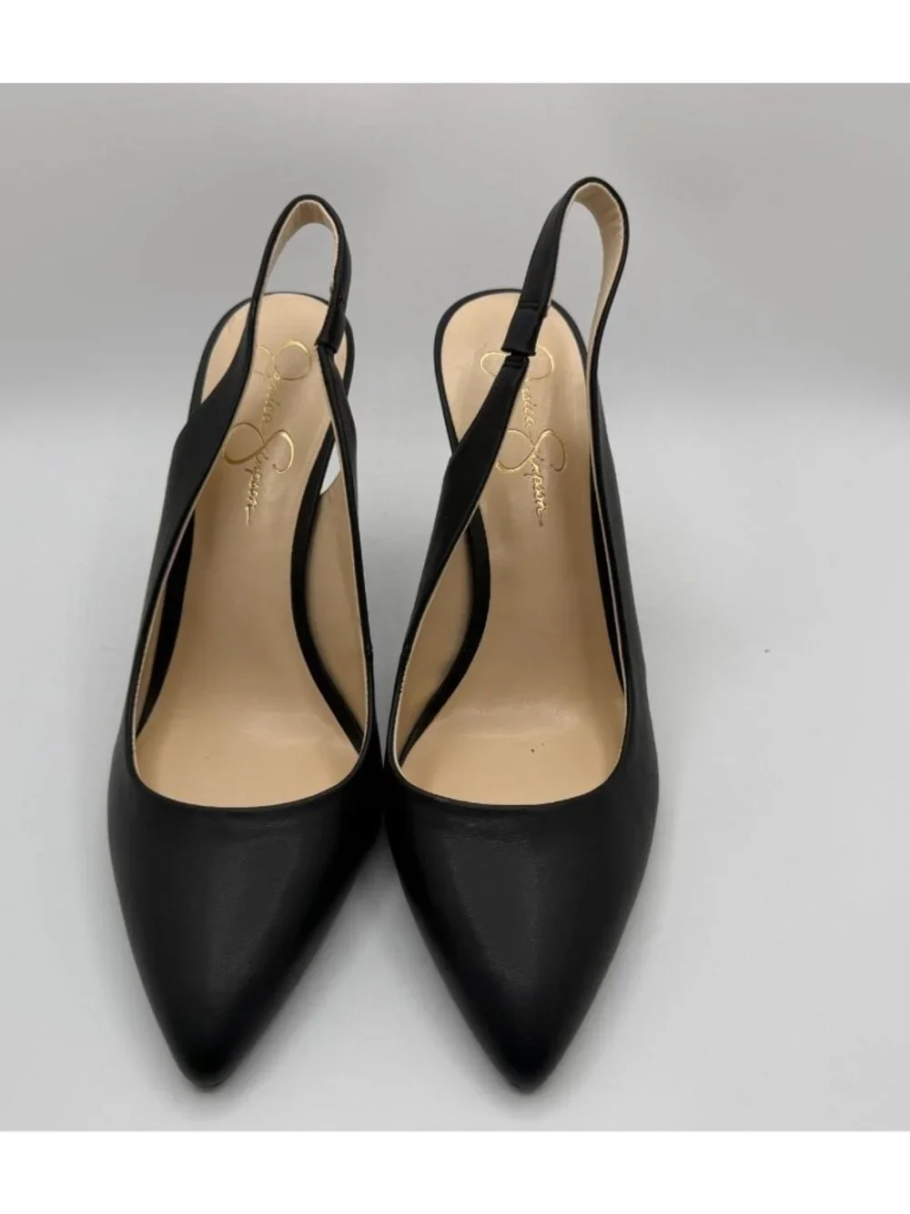 Jessica Simpson Hamya Classic Slingback Pumps Black Leather Women Size 9.5M